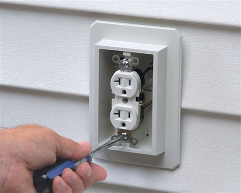 electrical boxes for metal siding|recessed vinyl siding outlet box.